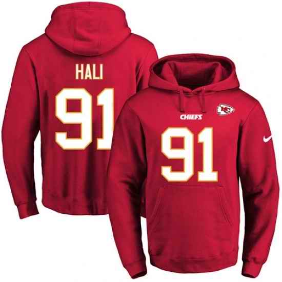 NFL Mens Nike Kansas City Chiefs 91 Tamba Hali Red Name Number Pullover Hoodie